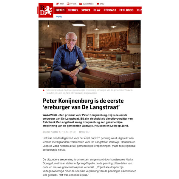 Penning Ereburger krantenartikel